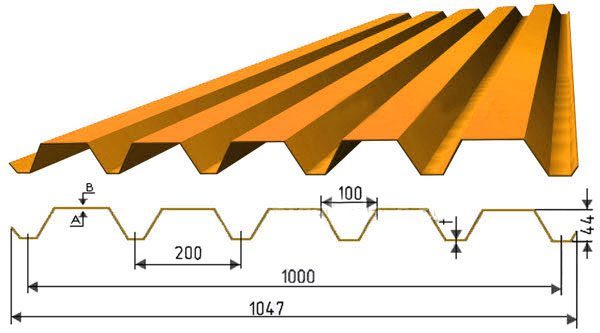 Лист С-44 с высокой гофрой подойдет для кровли промышленных зданий