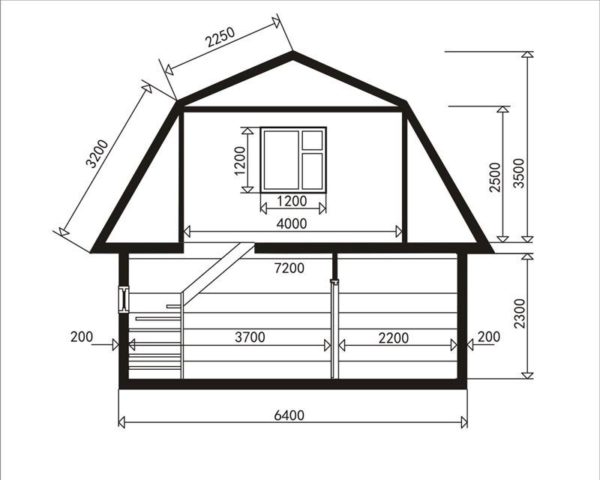 Схема дома с ломаной мансардной кровлей: на эти размеры можно ориентироваться при проектировании